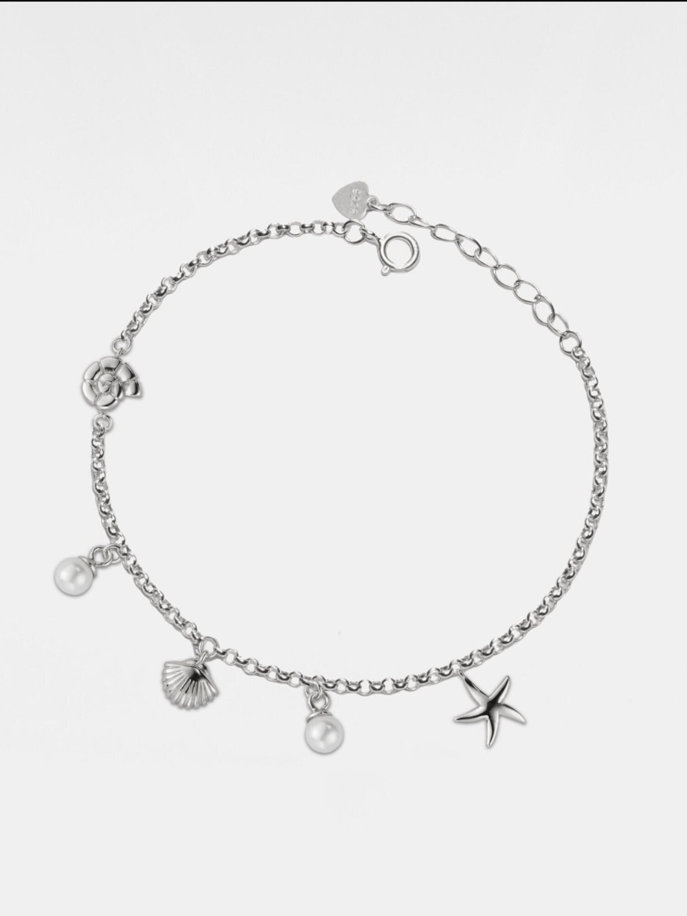 Seashell Starfish Charm Bracelet • Gold Plated Sterling Silver Jewelry •